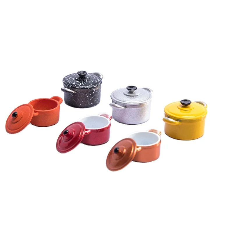 1: 12 Doll House Accessories Model Miniature Food Game Kitchen Tableware Mini Tricolor Simulation Soup Pot