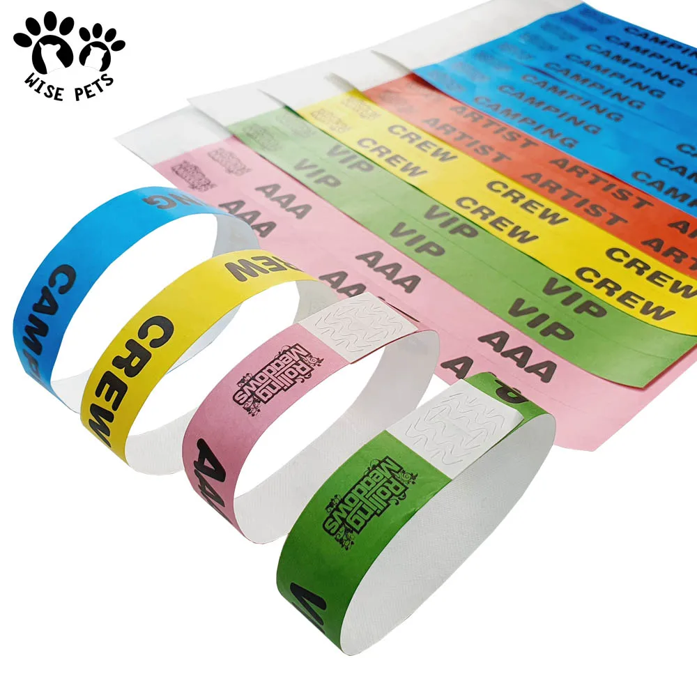 Cheap Custom Logo Festival Party Printed Paper Wrist Band Disposable Self Adhesive Waterproof Bracelet Pulsera Tyvek Wristband