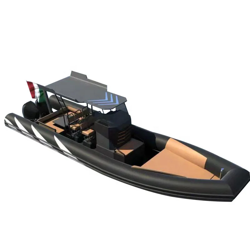 Luxury 28ft RIB860 Deep V Aluminum Hull PVC/Hypalon RIB Boat With T Top Sunshade and Luxury Cushions