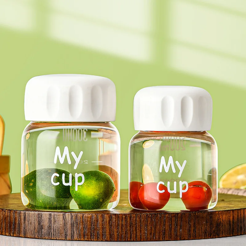 300ml Cute Ice Cold Drink Bottle Glass Mini Water Bottle Borosilicate Glass Bottle for Juice Water