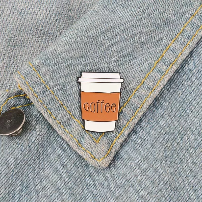Cartoon Coffee Milky Tea Dixie Cup Enamel Pins Travel Mug Lapel Brooches Badges Gifts for Coffee Lovers Souvenirs