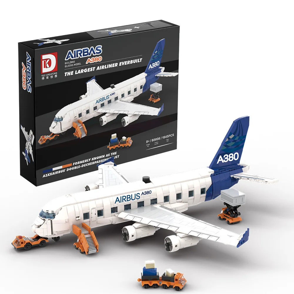 DK 80008 Airbus A380 Самый Большой авиалайнер конструктор игрушка для девочек и мальчиков модель здания подарок