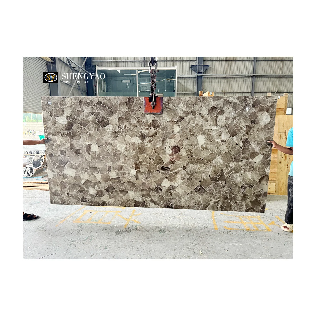 1600*3200mm Large Size Natural Dark Grey Crystal Smoky Quartz Slabs For Wall Decoration