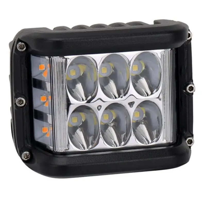 Offroad Vehicle Bulb Truck Lamp 12V 24V Led Work Light Amber White 3 Side Shooter Led Driving Light
