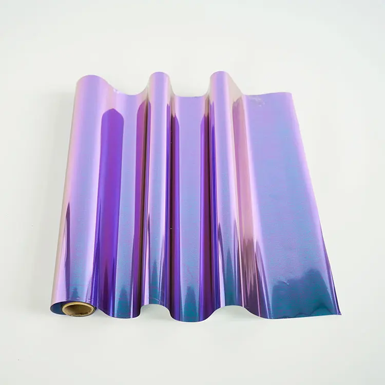 C-AC1 Purple and green color metallized aluminum pet holographic foil hot stamping foil dtf film for textile leather