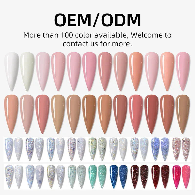 QSHY Private Label 30ml Glitter Nude Pink Clear Polygeling Acrylic Extension Hard Gel Solid Builder For Nail
