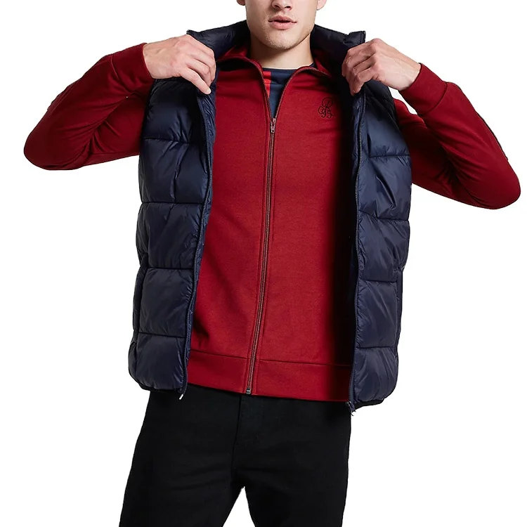 OEM wholesale custom mens down vests fashion slim fit sleeveless puffer jackets vest