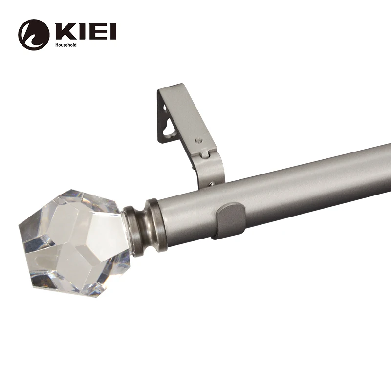 KIEI manufacture fitting room glass curtain rod finial clear glass curtain aluminum pole curtain double