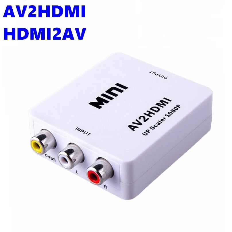 AV2HDMI CVSB L/R Video RCA AV  to HDMI AV Scaler Adapter HD Video Converter Box 1080P Support NTSC PAL HDMI2AV to AV Coaxial