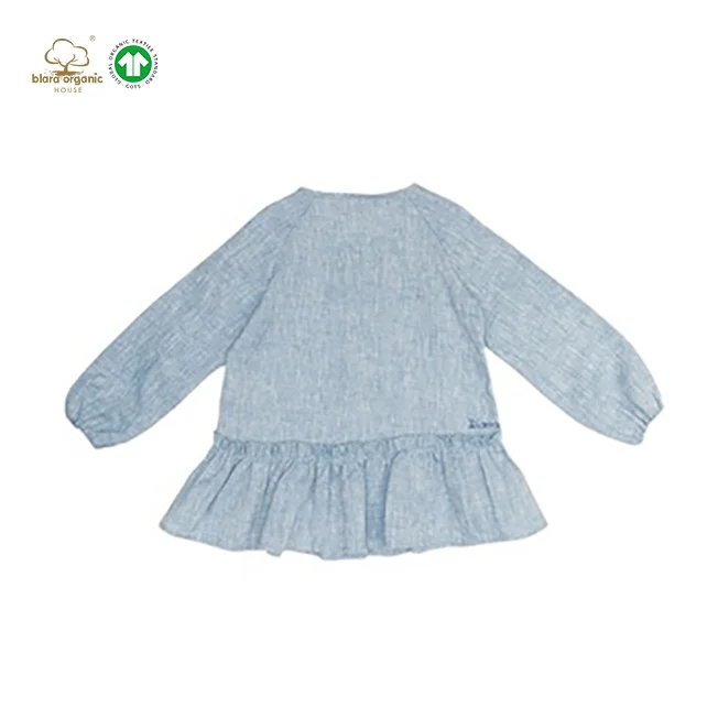 Casual dress Organic Cotton GOST Certify girls Dresses Boutique Wear Children Linen Cotton Striped Ruffle Dress