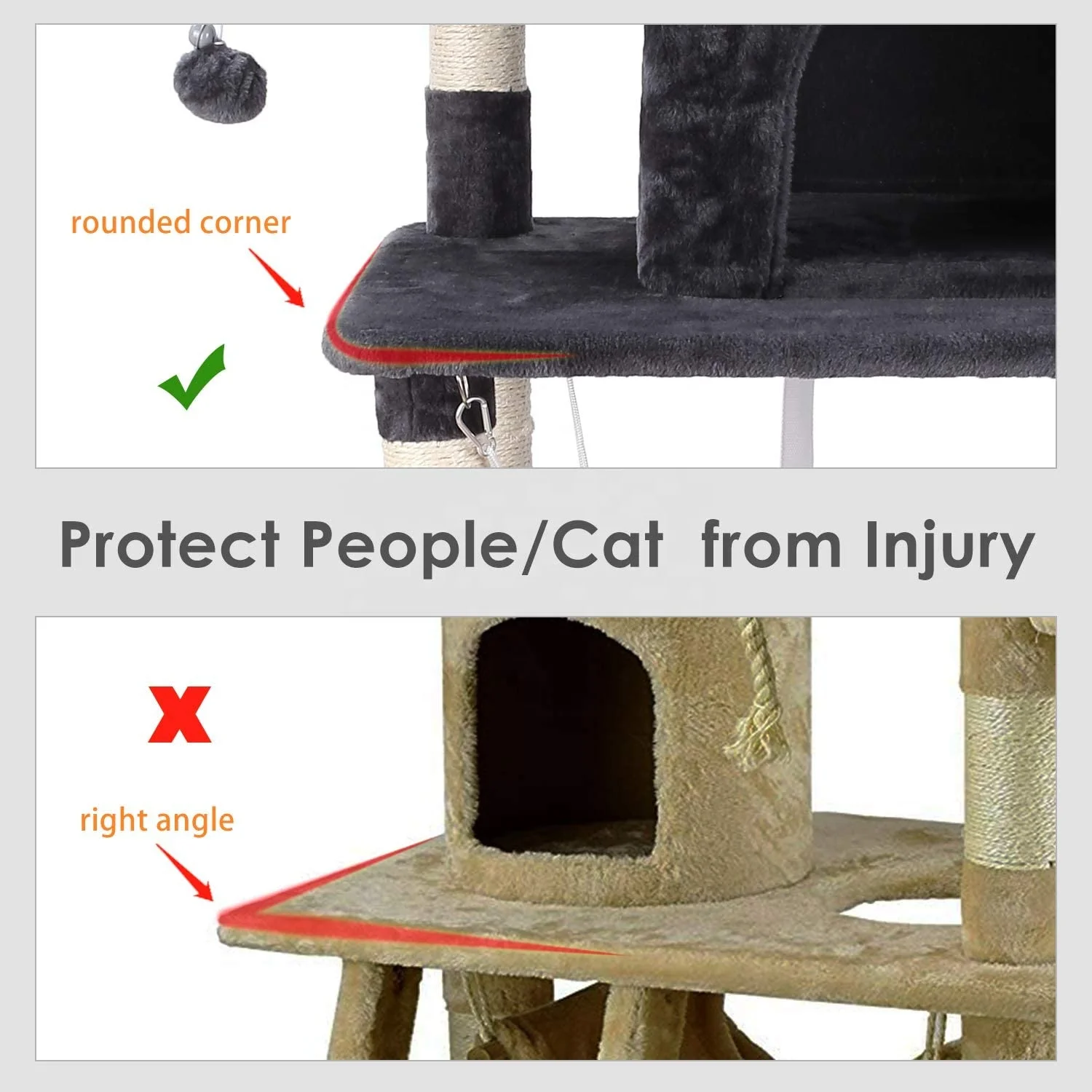 Modern Scratching Lounge Furniture Post Sisal Toy Pet Luxury Cat Condo Tree