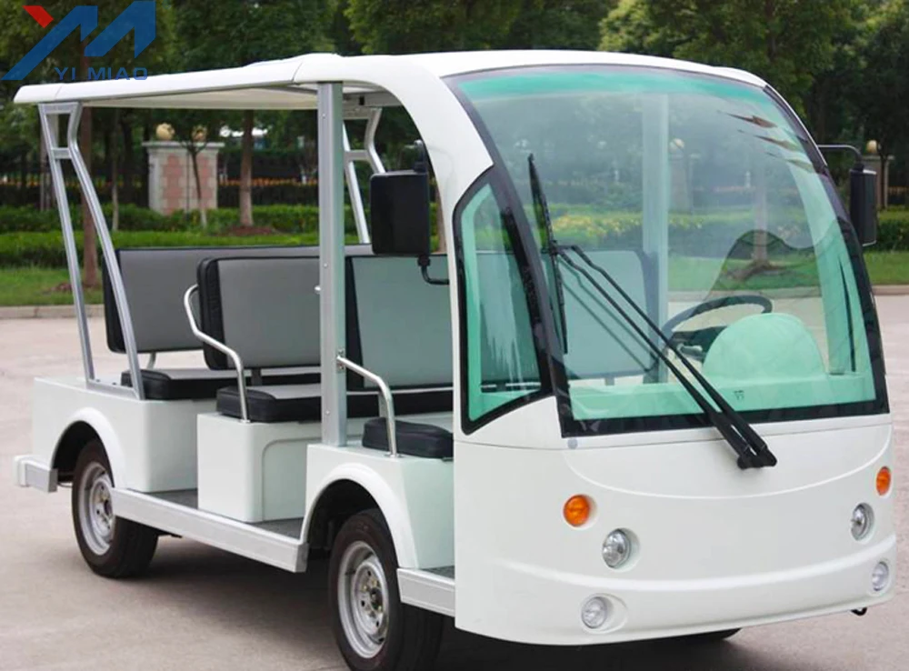 New 8 Seater Electric Sightseeing Car 4 Wheel Hydraulic Brake and Park Brake for Amusement Parks 30-35km/h 80-85kms 15%-20%
