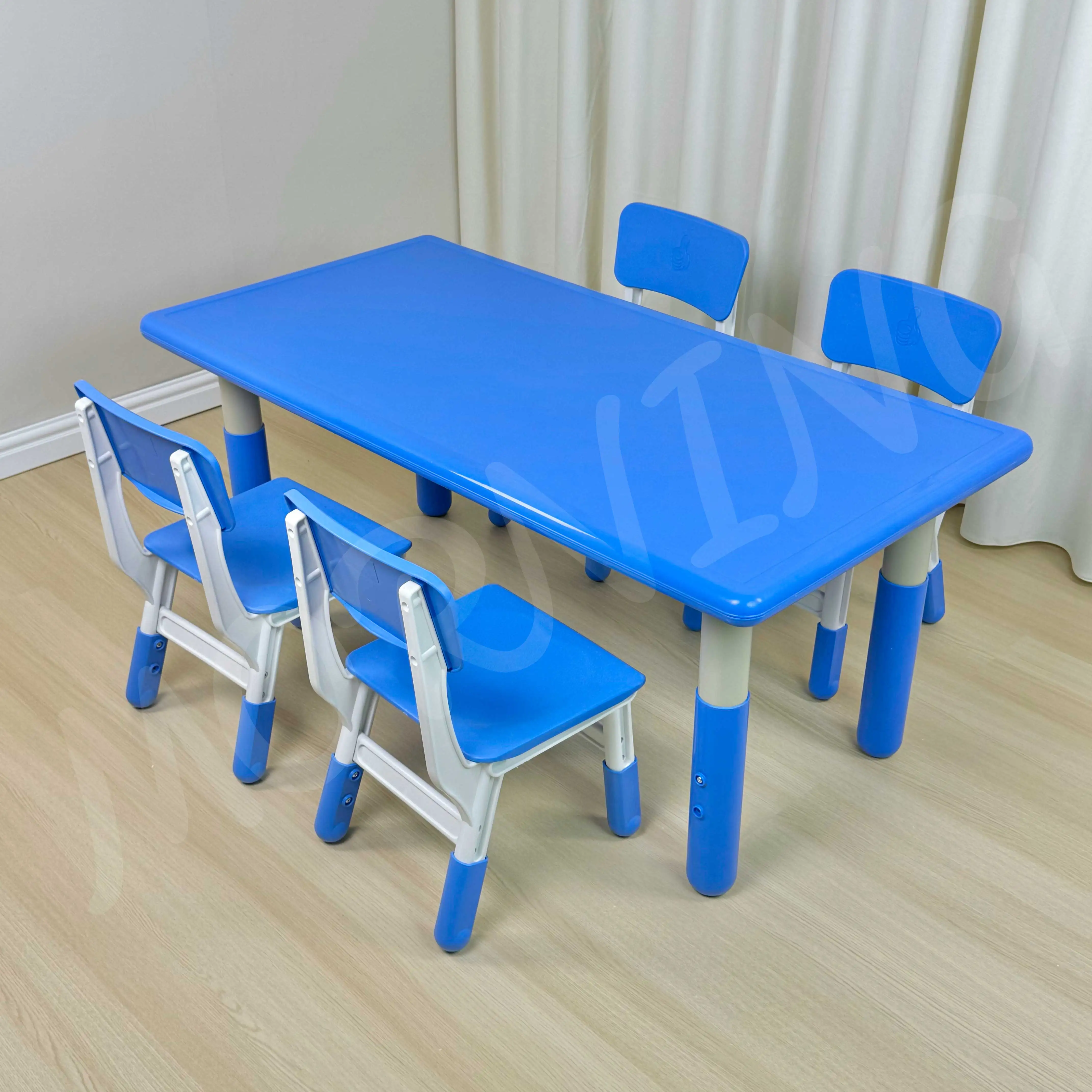 Best Selling Plastic Rectangle Table with Lift-up Leg Modern Design Style for School Kindergarten Daycare Living Room Dining