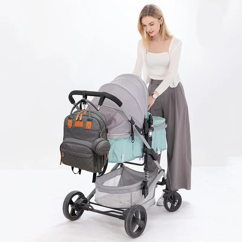 2021 hot sale solid mummy backpack  designer diaper bags quilted diaper bag