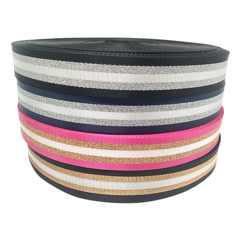 Hot sale weave polyester webbing jacquard strap stripe pattern embroidered webbing for bag strap