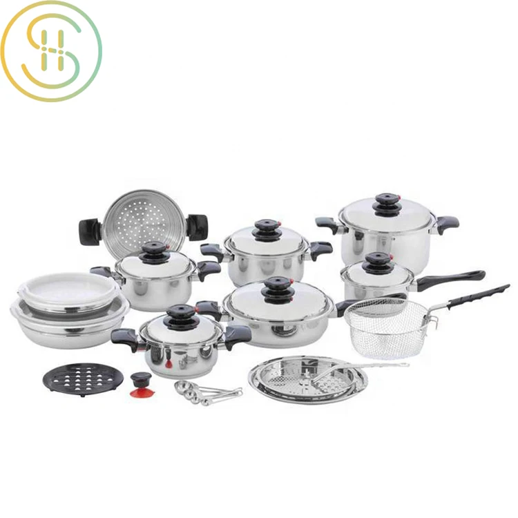 Premium quality kitchen utensils pot set stainless steel 28 pieces pots and pans pans cookware set