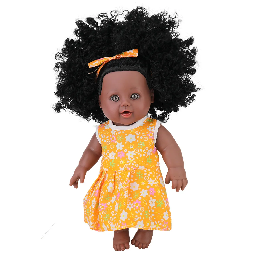 Vinyl Plastic 12 inch Black Toy Dolls Lifelike African American Black Dolls Fashion Toys Doll for Girl Kids Gift Present
