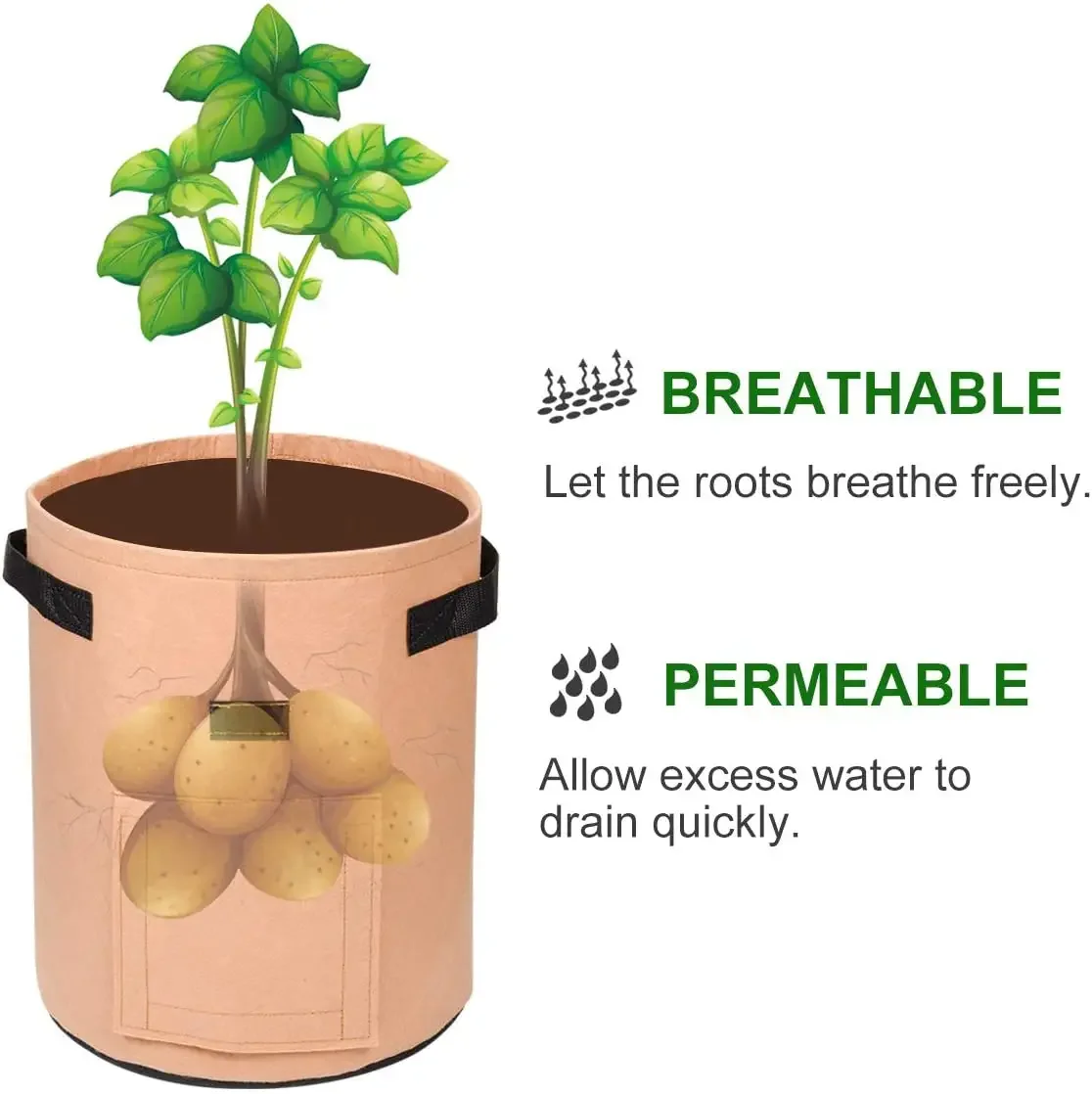 3 & 5 Gallon Tomato Planter Bags with Windows Flower Pots & Planters for Tomatoes & Vegetables