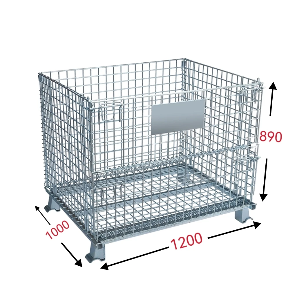 Mesh pallet box collapsible containers stackable metal