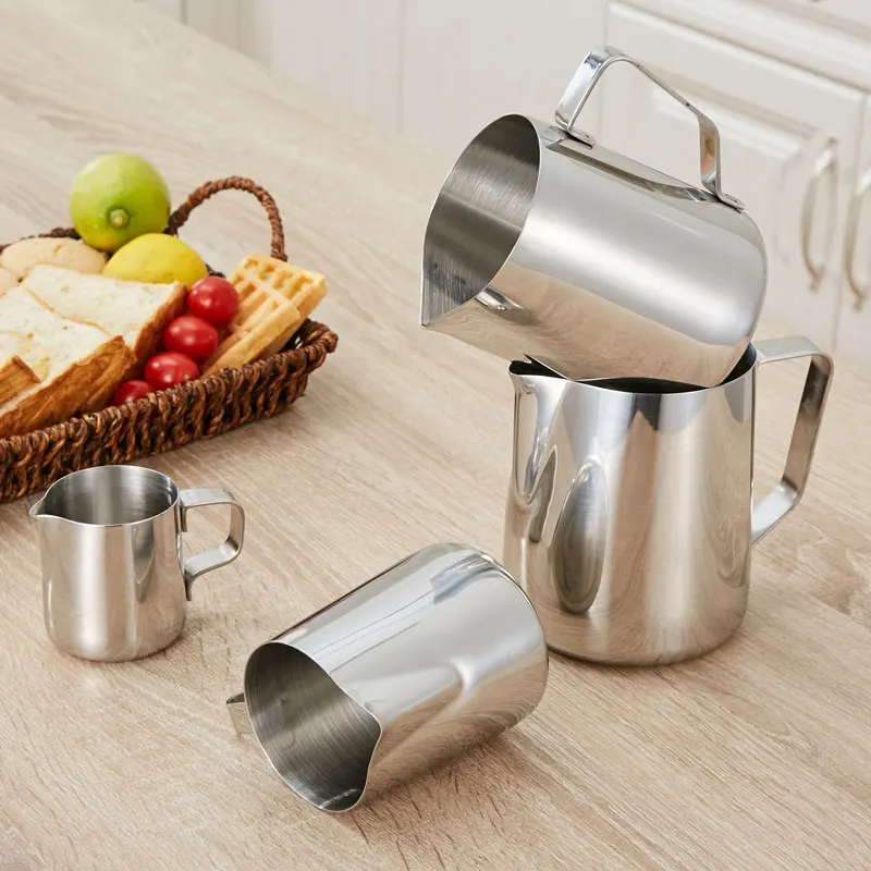 600ml Wholesale 304 Stainless Steel 1mm Thick Milk Frothing Jugs Eagle Mouth Milk Pitcher Latte Art Milk Jug
