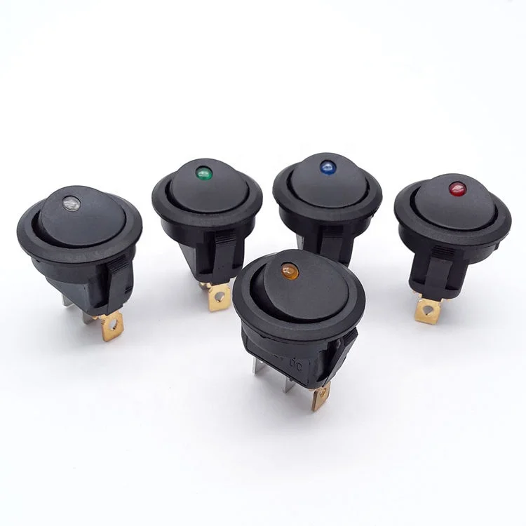 Manufacturer carling marine 3 pin 2 position mini led  20A 12v round rocker switch