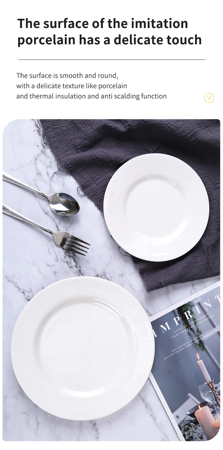 Factory Wholesale High Quality Melamine Dinner Plates Charger Plate Sets Dinnerware White Round Restaurant Tableware