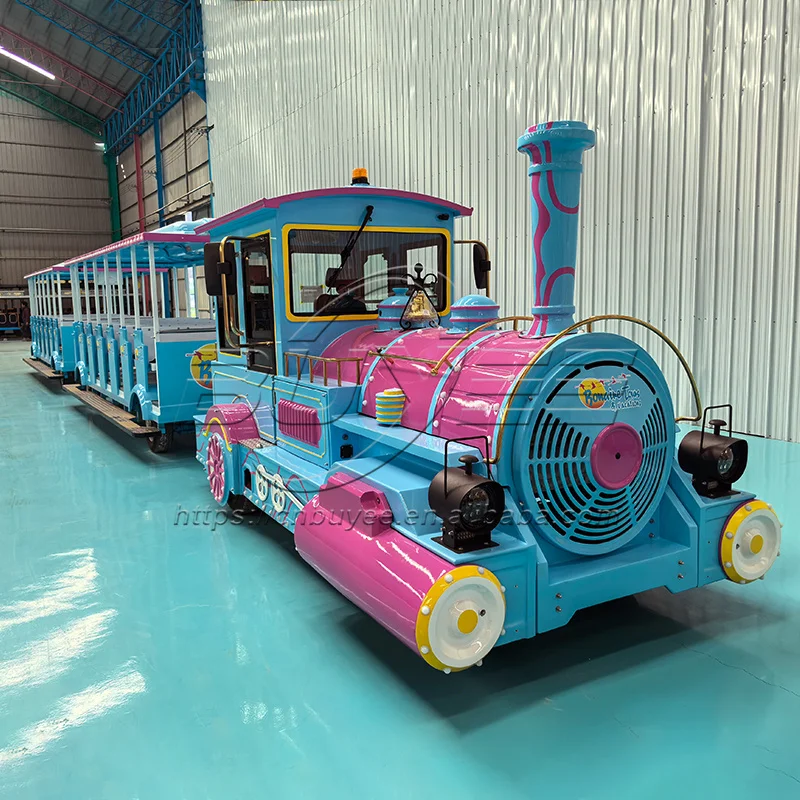 Outdoor Kids Electric Train Games 58 Passengers Simulated Steam Trackless Train For Sale