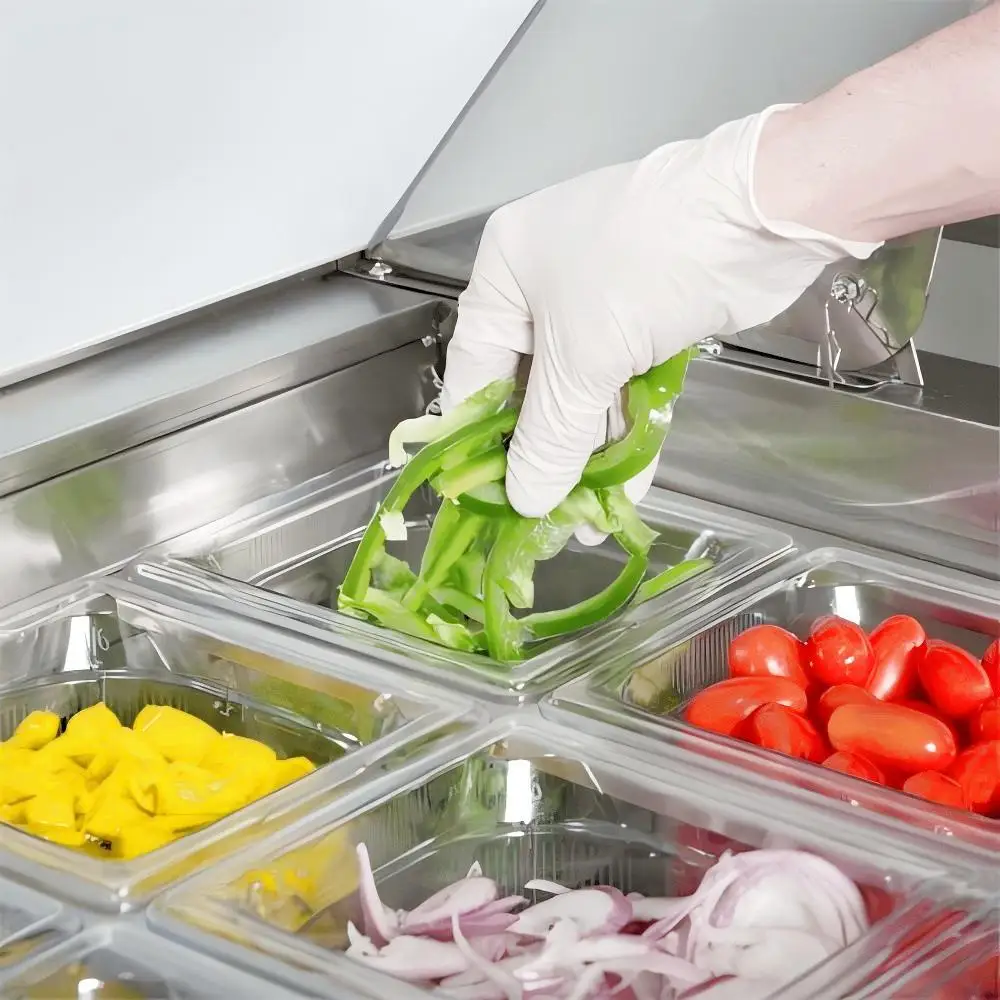 Single-Temperature 4-Door Salad Pizza Counter Refrigerator/Chiller/Freezer for Bar & Kitchen Display Cool Cooler for Ice Display