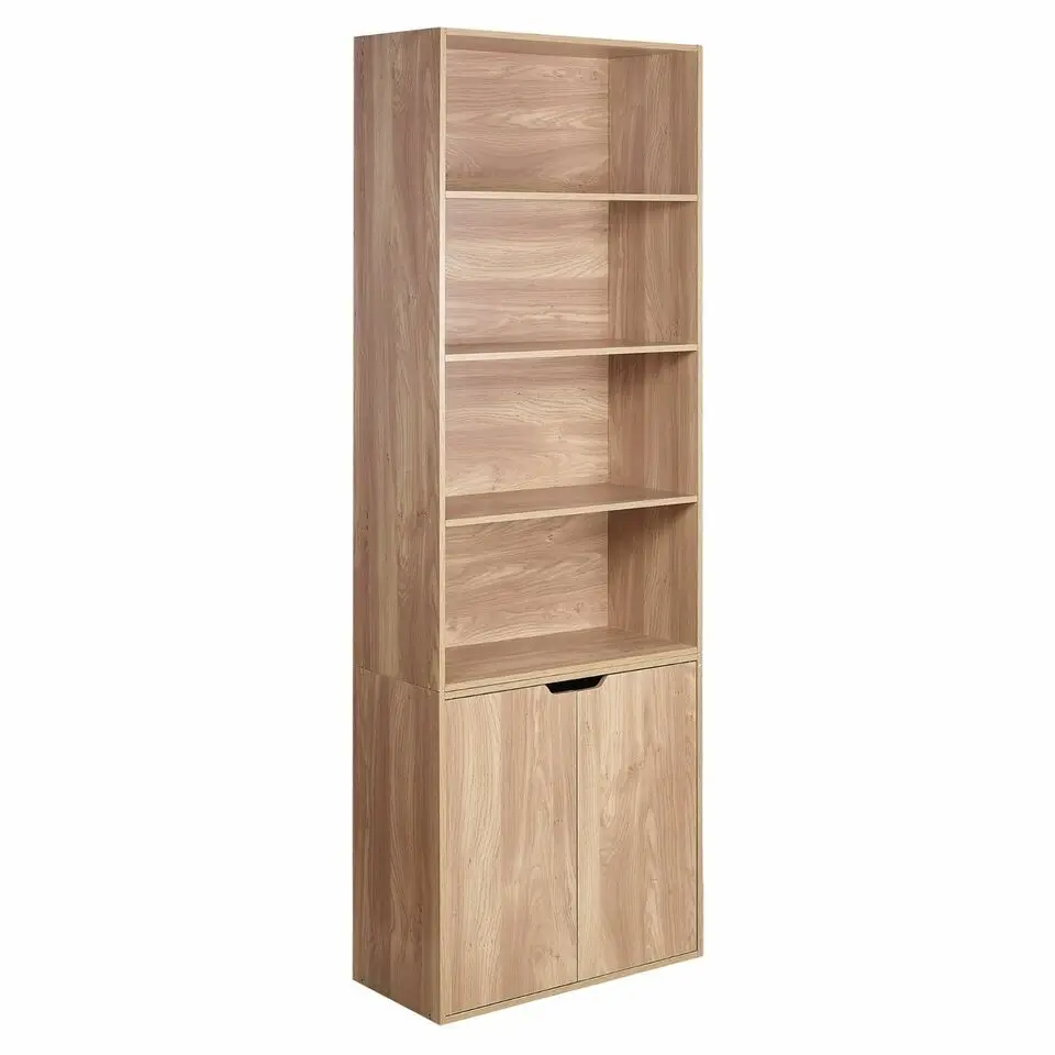 New Wooden Bookcase Bookshelf 6 Tier Shelves Free Shelving Cupboard Storage