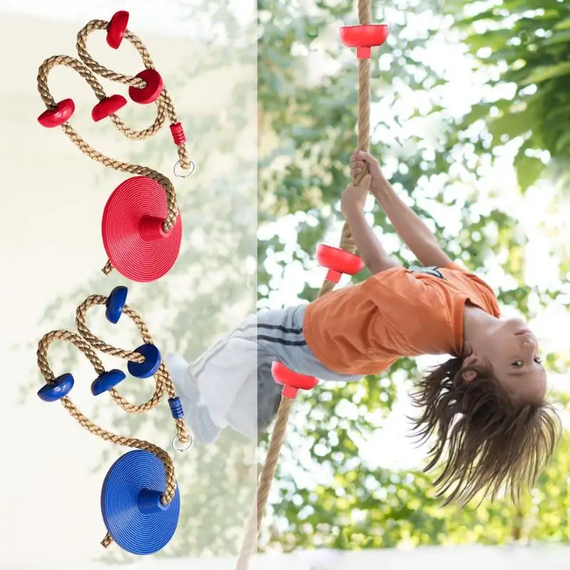 Jungle Gym Climbing Rope with Platforms and Disc Swing Seat Fitness Swing Set Outdoor Kids Toy Birthday Gift Garden Sets