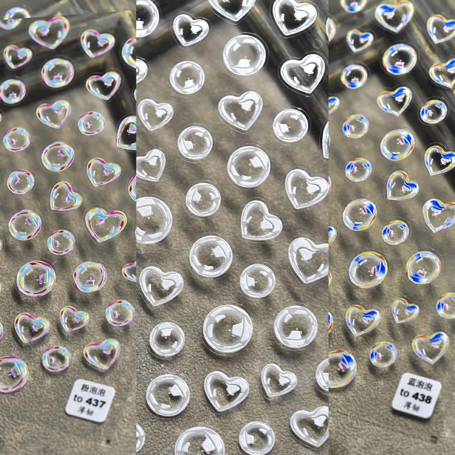 Kawaii Color Cute Bubble Nail Sticker Transparent  Fashion Nail Art Design Decorative  Heart Summer Slider Decal