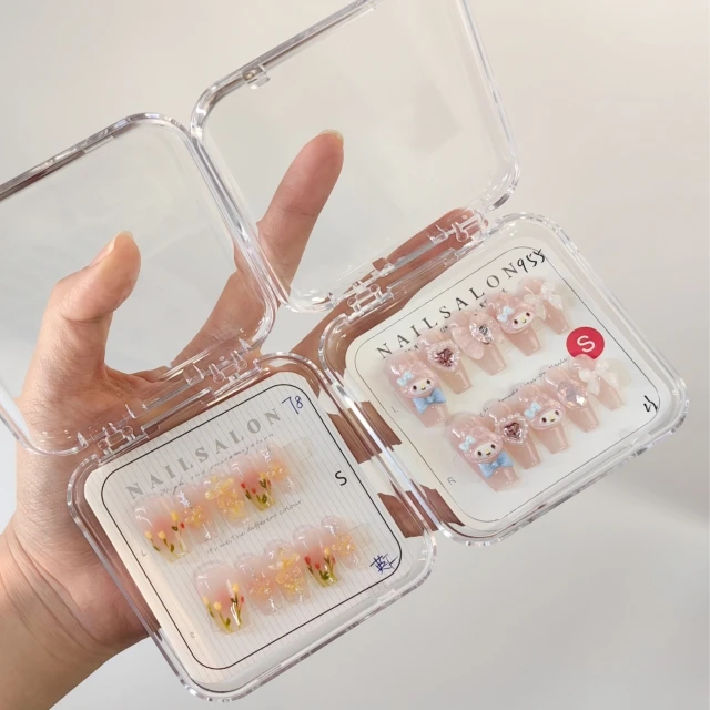 Press On Nails Diamond Long False Nail Tips empty Acrylic Box Packaging Artificial Fingernails