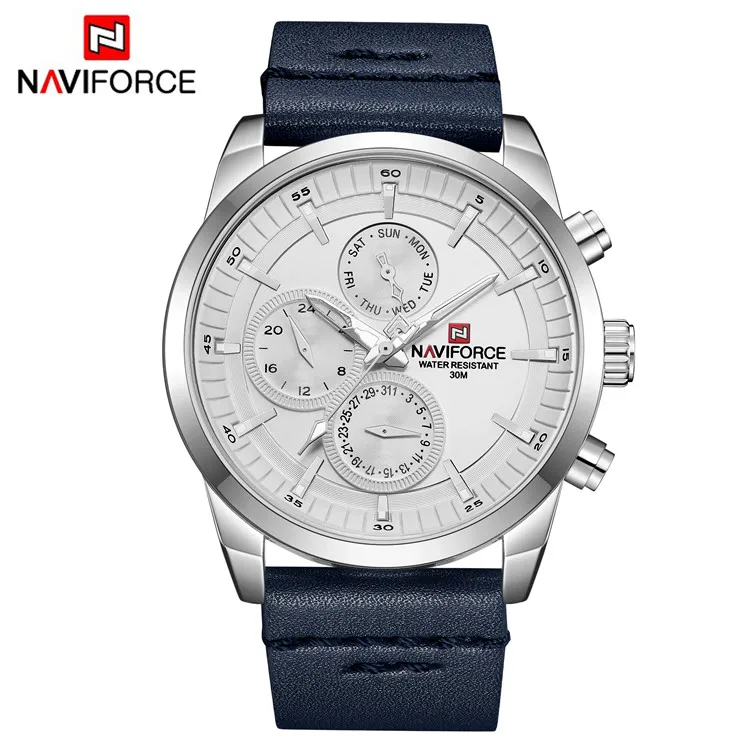 NAVIFORCE 9148 Wholesale  Vegan Leather Strap Elegant Analog Sport Watch 30m Water Resistant Multi Function NAVIFORCE Mens Watch