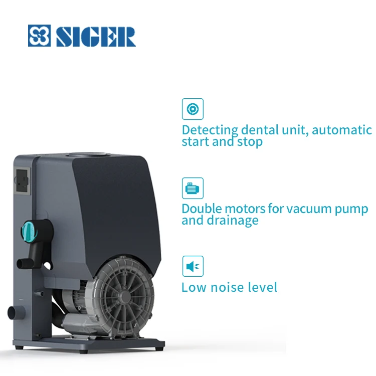 CE Approved siger medical VC80+ portable dental suction Auto start-stop system air/water separate dental cart suction compressor