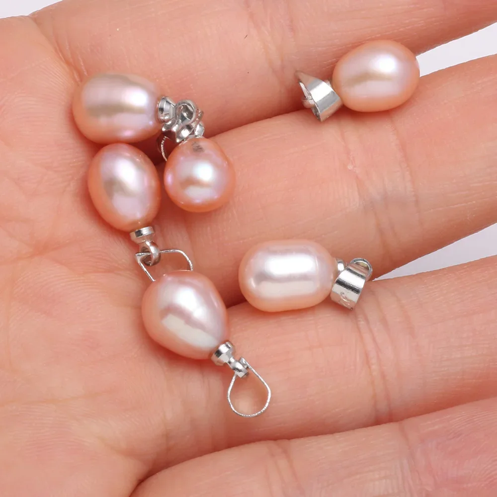 Natural Drop Shape Freshwater Pearl Pendant Rice charms for Jewelry Making DIY