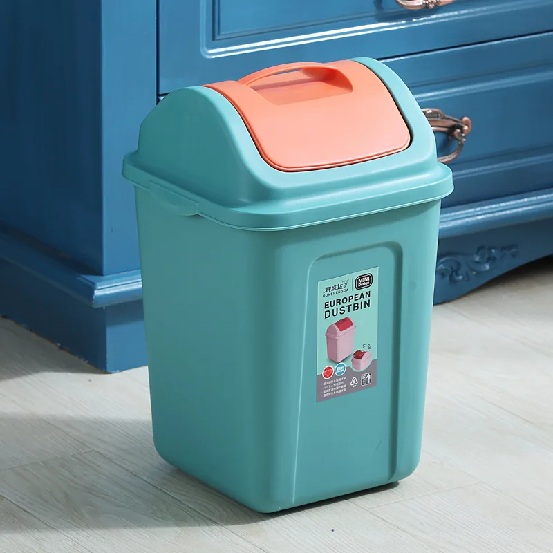 Wholesale Customized Logo Indoor Flip Lid Touchless Garbage Can Plastic Trash Bin With Lid Plastic Garbage Can