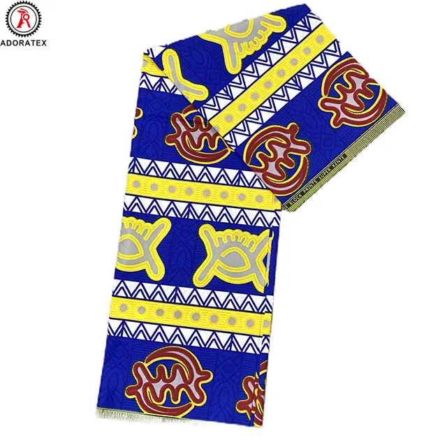 Custom  LOGO African wax fabrics Ghana Kente Wax designs Polyester wax print fabric