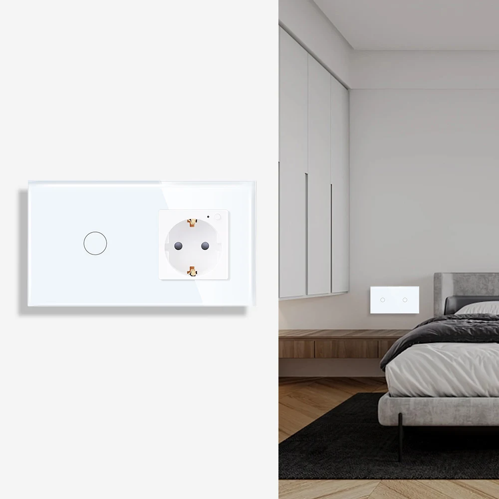 TAWOIA 1 Gang WIFI переключатель стеклянная панель и смарт немецкая Розетка wifi