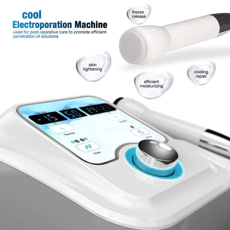 Home use skin care machine for skin toning promoting cosmetic absorption cryo-electroporation device D cool