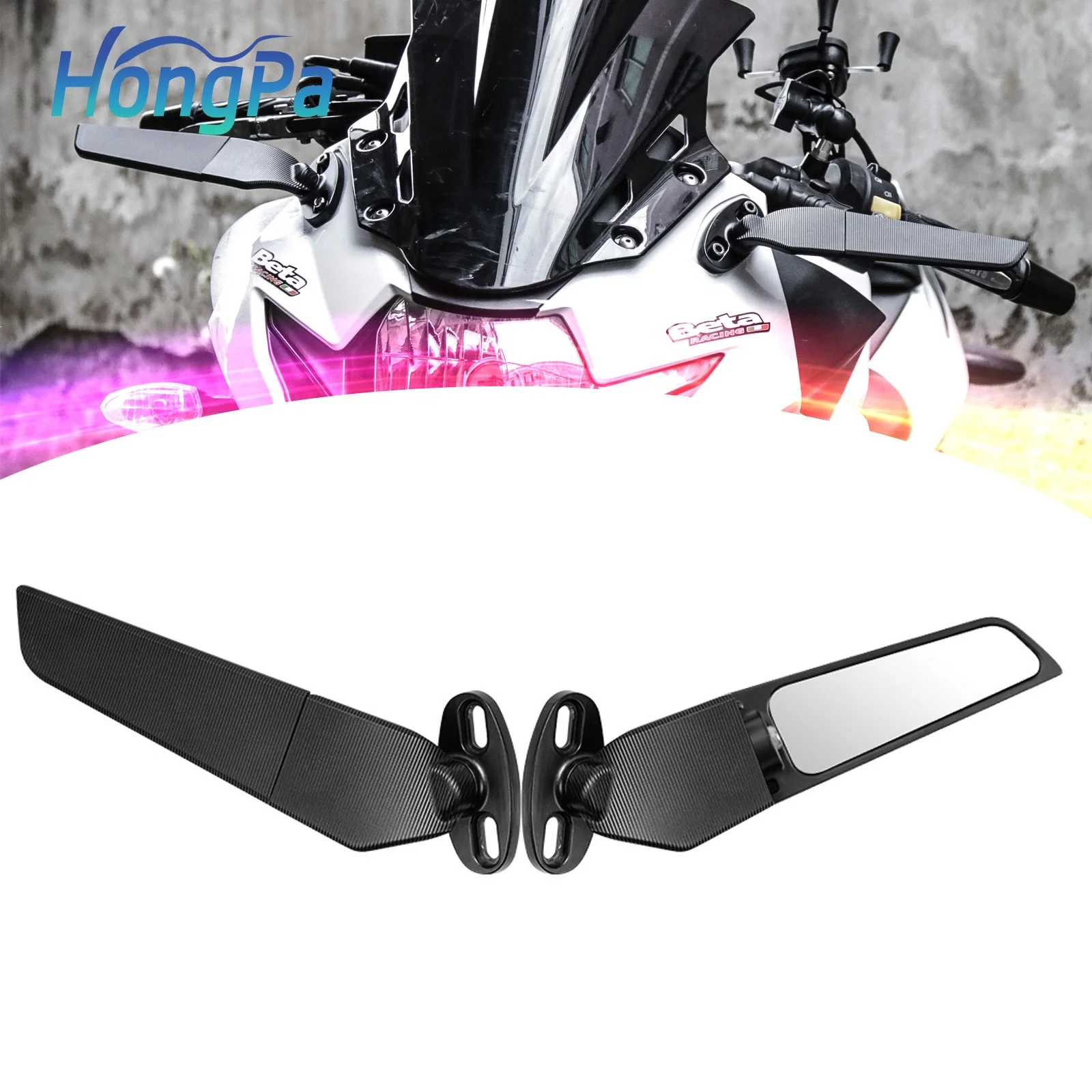 Motorcycle Rearview Mirror Wind Wing Adjustable Side Mirrors  ATV Motorcycle Wing Rear view Mirrors