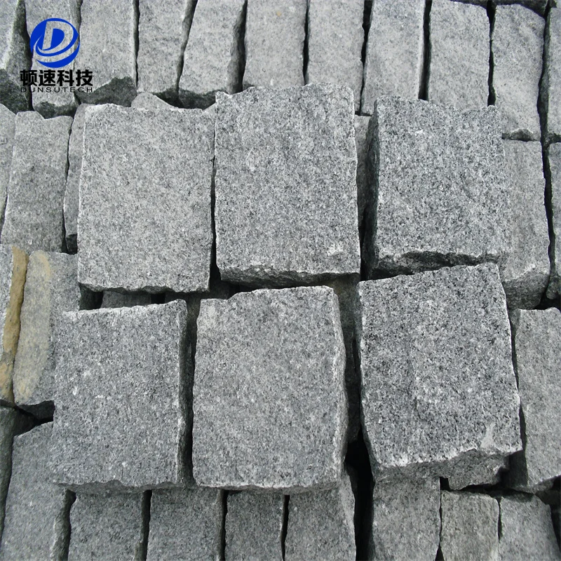 Flamed Anti Slip Grey Granite Cobble 10x10x3 Flat Stones Cube Paving Stone