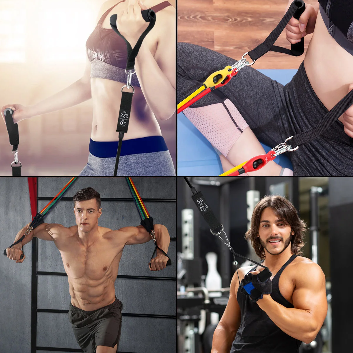 2023 Home Gym Set 11Pcs Latex Exercise Workout Resistance Elastic Bands Strong Rubber Stretch Fitness Series