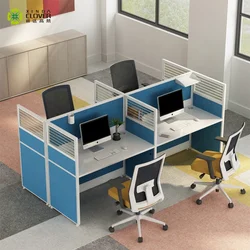 Modular office 4 workstation cubicle modern coworking desk call center office cubicles