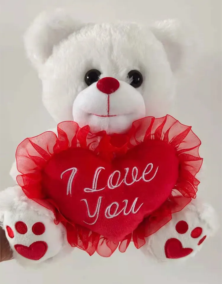 best selling selling 25cm Valentines Stuffed Animals White Teddy Bear Animal cute white custom toys I Love You inscribed on it