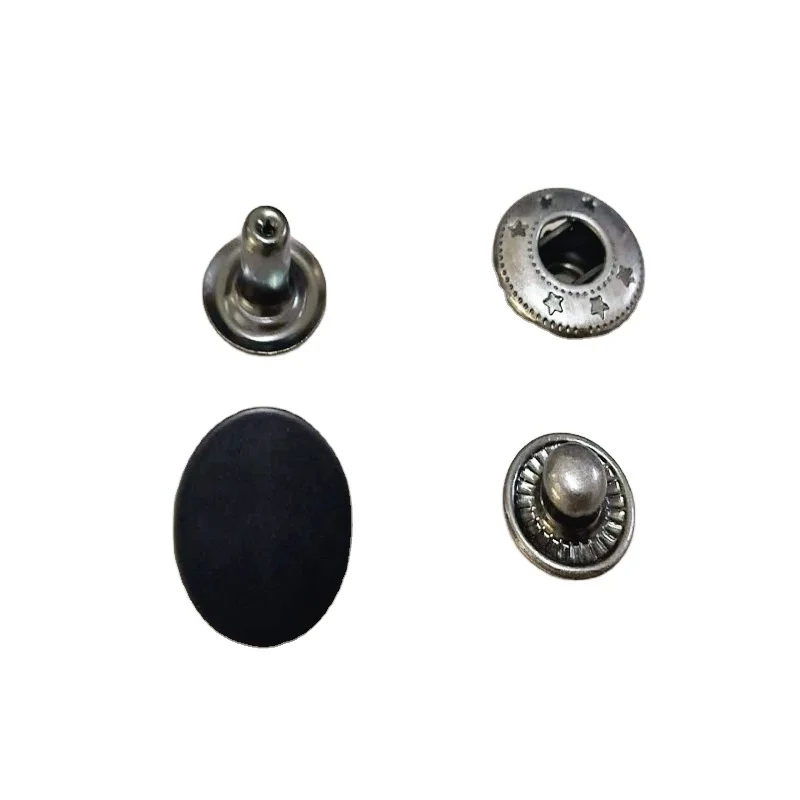 Price custom metal high quality 4pcs Smooth black matte paint simple general version press snap button for coat