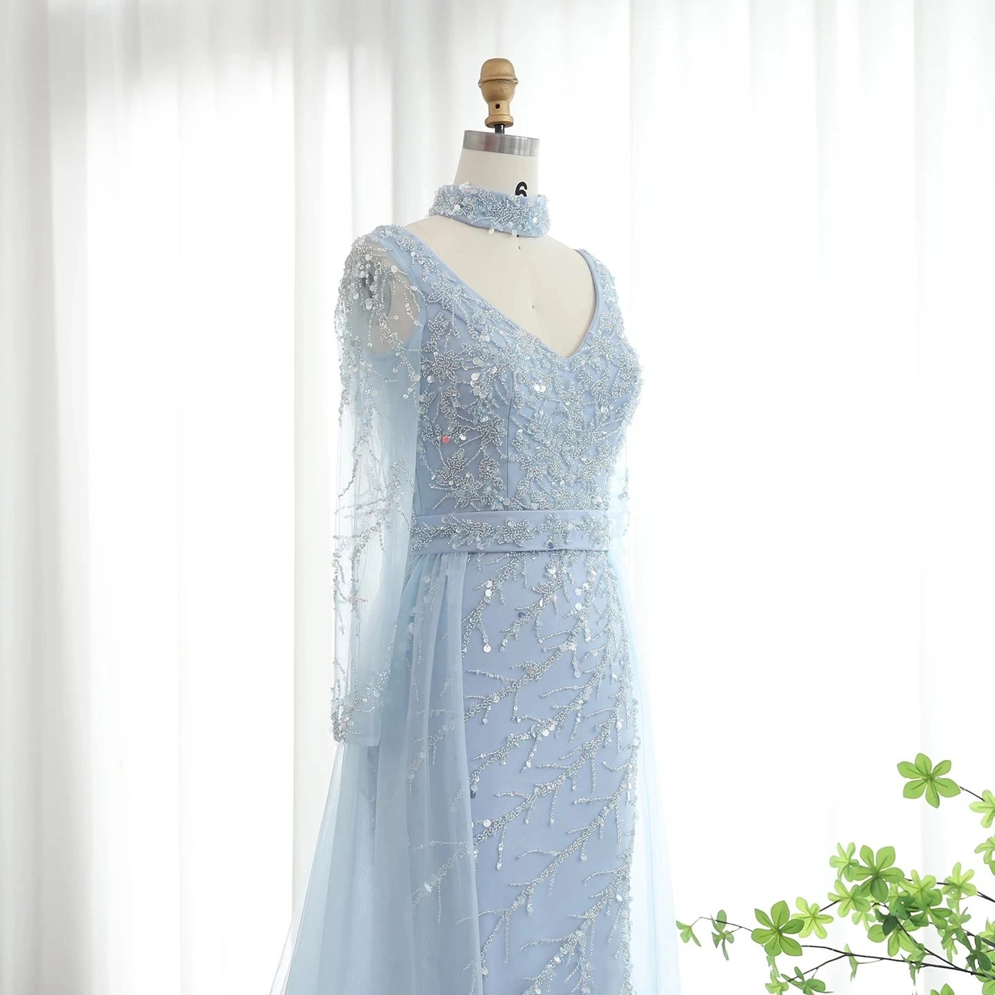 Luxury Beaded Mermaid Orange Evening Dress