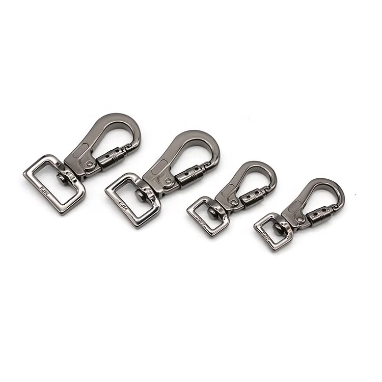 D Shape Metal Black Swivel Snap Hook Climbing Dog Leash Locking Aluminum Clip Swivel Carabiner