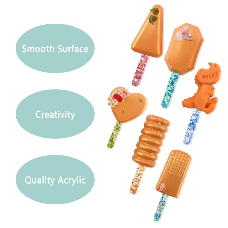 Acrylic Color Scrub Cakesicle Sticks Parent-child DIY Ice Cream Stick Popsicle Craft Model Tool Cupcake Toppers