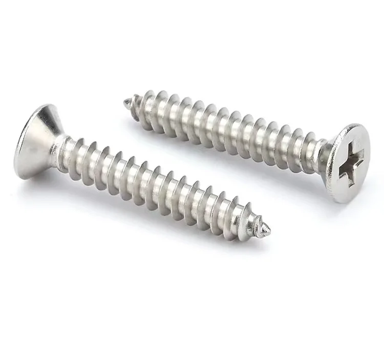 Stainless steel self-tapping screw manufacturer DIN7982 A2 A4 Cross Recessed CSK Flat Head Self Tapping Screw