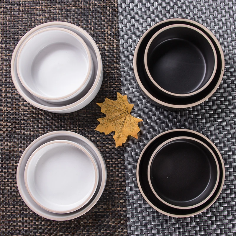 Factory Direct Supply Porcelain Matte Black White Light Green Brown Khaki Modern Cheap Ceramic Salad Bowls